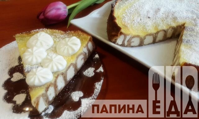 Блинный пирог с творогом "Улитка"